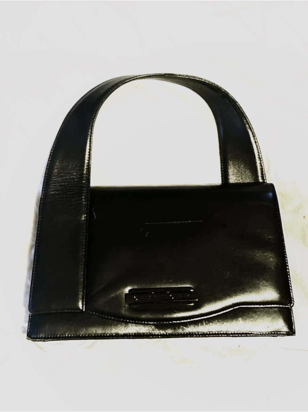 Givenchy Vintage Sculptural Black Leather Top-Zip Shoulder Bag